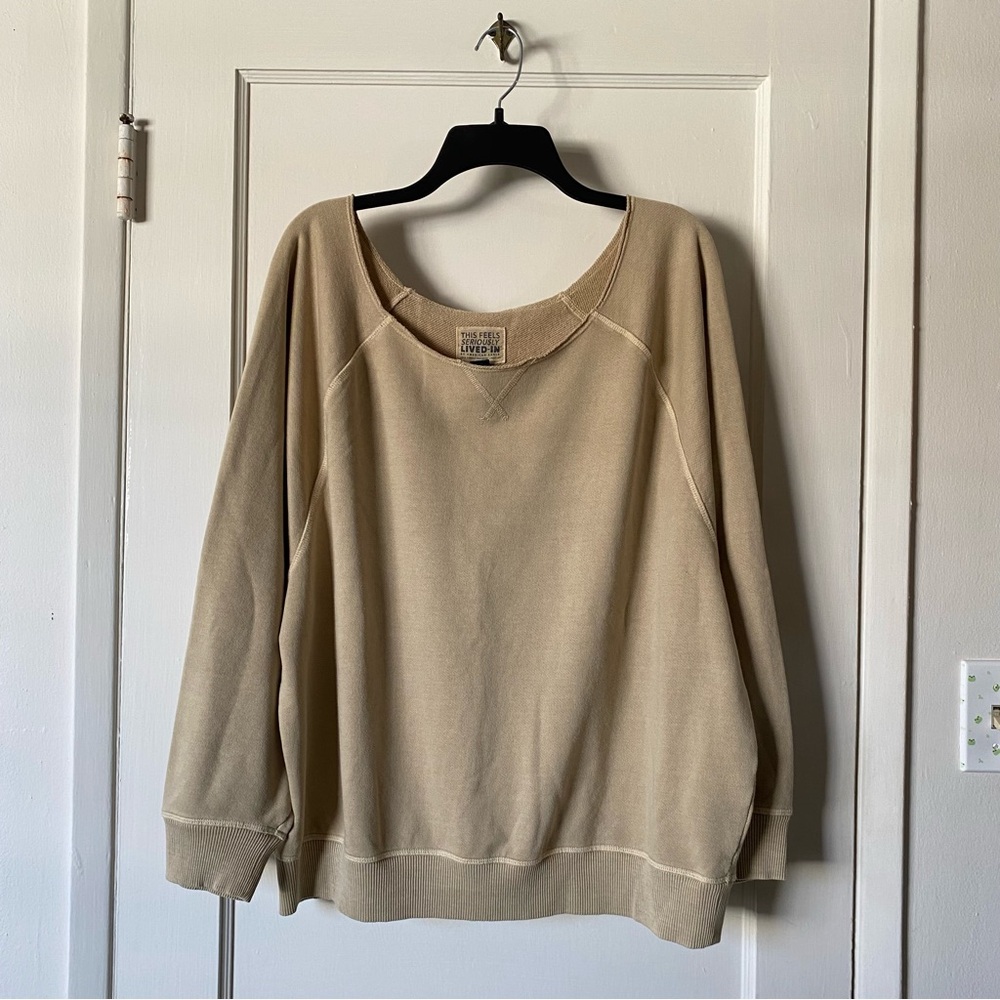 American Eagle This Feels Seriously Lived-In Tan Sweater - Picture 2 of 14